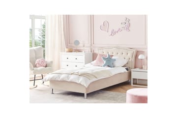 Säng med förvaring Metz - Beige, Silver/Sammet, 90x200 cm - Möbler - Säng - Säng med förvaring