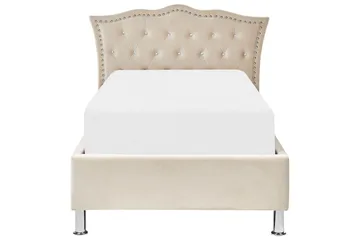 Säng med förvaring Metz - Beige, Silver/Sammet, 90x200 cm - Möbler - Säng - Säng med förvaring