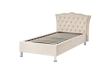 Säng med förvaring Metz - Beige, Silver/Sammet, 90x200 cm - Möbler - Säng - Säng med förvaring