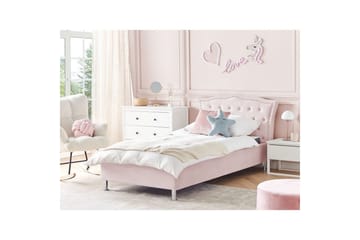 Säng med förvaring Metz - Rosa, Silver/Sammet, 90x200 cm - Möbler - Säng - Säng med förvaring