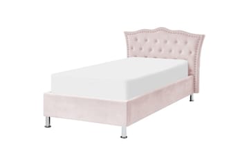 Säng med förvaring Metz - Rosa, Silver/Sammet, 90x200 cm - Möbler - Säng - Säng med förvaring