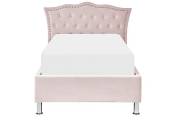 Säng med förvaring Metz - Rosa, Silver/Sammet, 90x200 cm - Möbler - Säng - Säng med förvaring