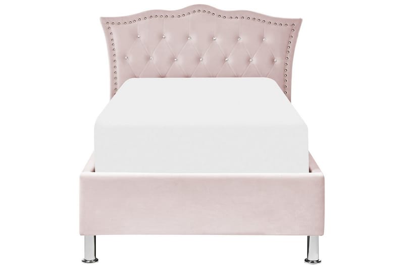 Säng med förvaring Metz - Rosa, Silver/Sammet, 90x200 cm - Möbler - Säng - Säng med förvaring