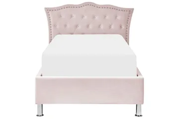 Säng med förvaring Metz - Rosa, Silver/Sammet, 90x200 cm - Möbler - Säng - Säng med förvaring