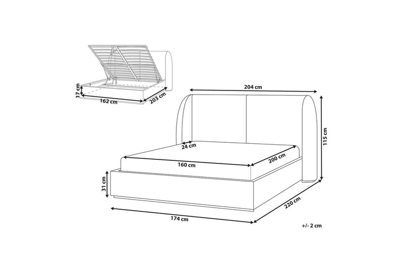 Säng med förvaring Monestier - Vit, 160x200 cm - Möbler - Säng - Säng med förvaring