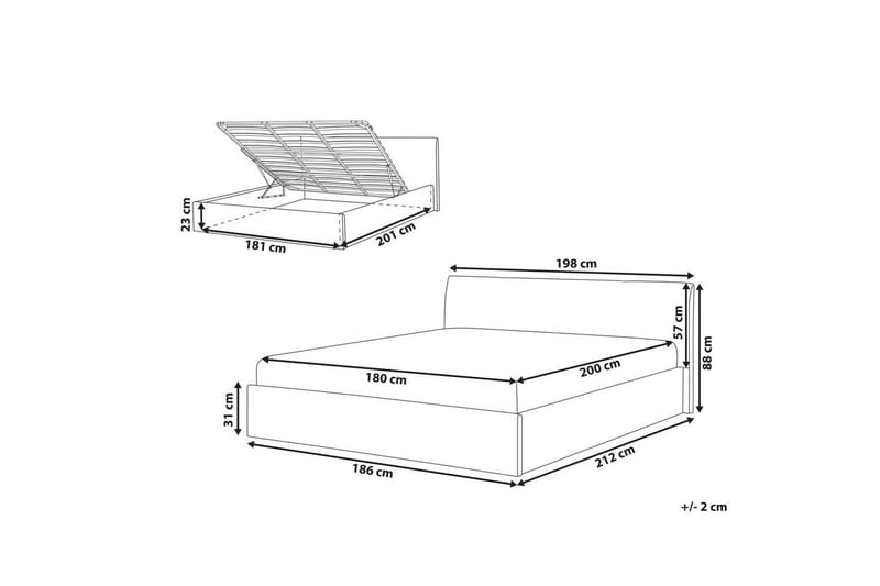 Säng med förvaring Orbey - Beige, 180x200 cm - Möbler - Säng - Säng med förvaring