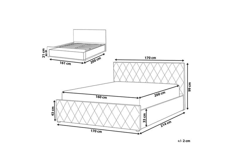 Säng med förvaring Rochefort - Beige, 160x200 cm - Möbler - Säng - Säng med förvaring