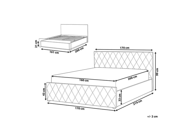 Säng med förvaring Rochefort - Blå, 160x200 cm - Möbler - Säng - Säng med förvaring