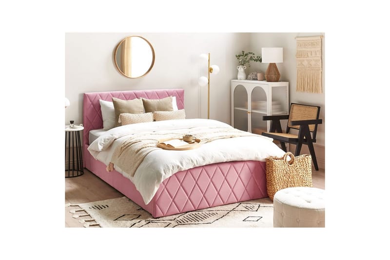 Säng med förvaring Rochefort - Rosa, 140x200 cm - Möbler - Säng - Säng med förvaring