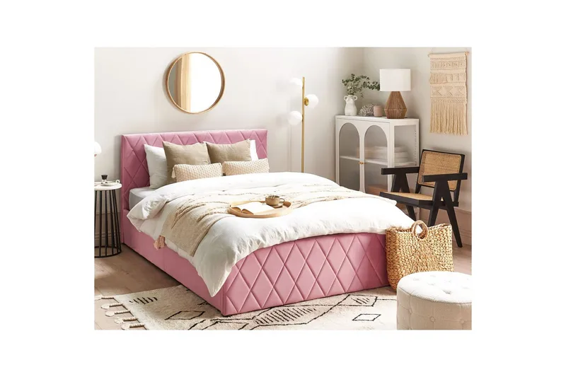 Säng med förvaring Rochefort - Rosa, 140x200 cm - Möbler - Säng - Säng med förvaring