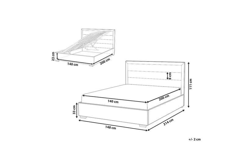 Säng med förvaring Rouen - Grå, 140x200 cm - Möbler - Säng - Säng med förvaring