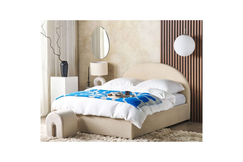 Säng med förvaring Vaucluse - Beige/Bouclé, 160x200 cm - Möbler - Säng - Säng med förvaring