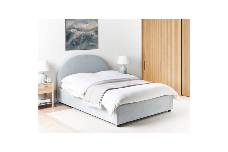 Säng med förvaring Vaucluse - Ljusblå/Polyester, 140x200 cm - Möbler - Säng - Säng med förvaring