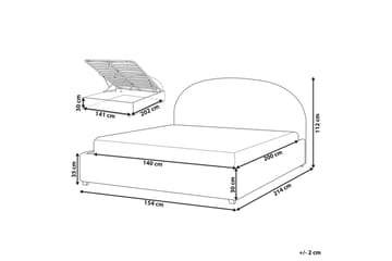 Säng med förvaring Vaucluse - Ljusblå/Polyester, 140x200 cm - Möbler - Säng - Säng med förvaring
