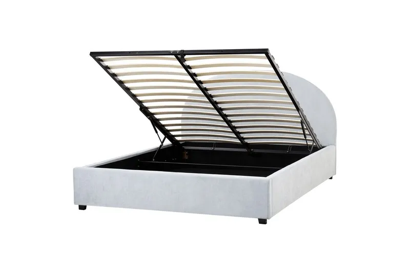 Säng med förvaring Vaucluse - Ljusblå/Polyester, 160x200 cm - Möbler - Säng - Säng med förvaring