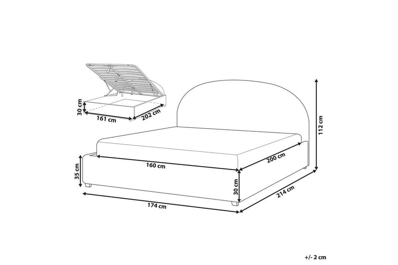 Säng med förvaring Vaucluse - Ljusblå/Polyester, 160x200 cm - Möbler - Säng - Säng med förvaring