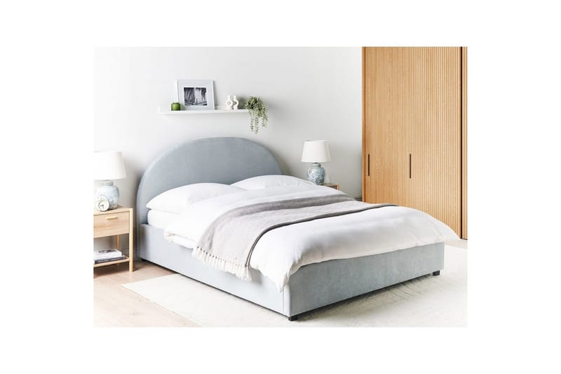 Säng med förvaring Vaucluse - Ljusblå/Polyester, 160x200 cm - Möbler - Säng - Säng med förvaring