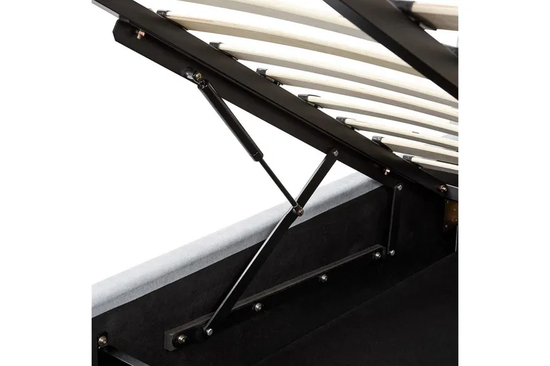 Säng med förvaring Vaucluse - Ljusblå/Polyester, 180x200 cm - Möbler - Säng - Säng med förvaring