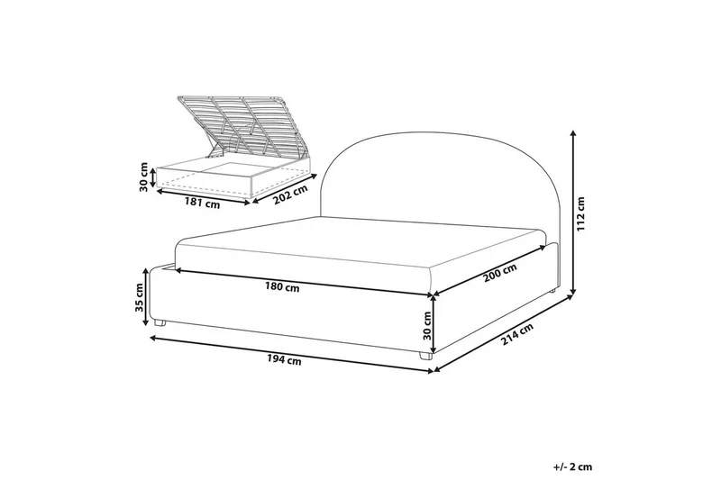 Säng med förvaring Vaucluse - Ljusblå/Polyester, 180x200 cm - Möbler - Säng - Säng med förvaring