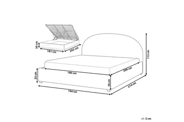 Säng med förvaring Vaucluse - Ljusblå/Polyester, 180x200 cm - Möbler - Säng - Säng med förvaring