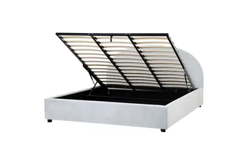 Säng med förvaring Vaucluse - Ljusblå/Polyester, 180x200 cm - Möbler - Säng - Säng med förvaring