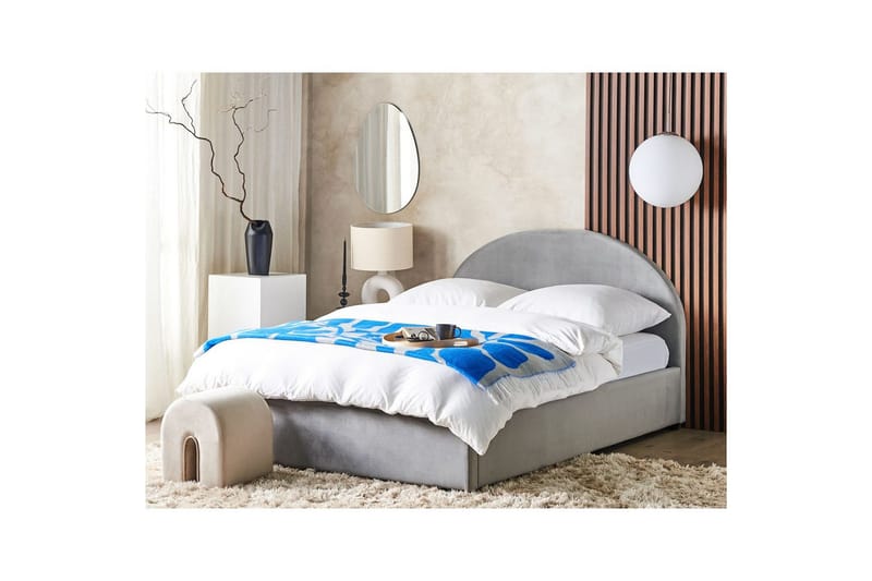 Säng med förvaring Vaucluse - Ljusgrå/Sammet, 160x200 cm - Möbler - Säng - Säng med förvaring