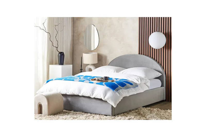 Säng med förvaring Vaucluse - Ljusgrå/Sammet, 180x200 cm - Möbler - Säng - Säng med förvaring