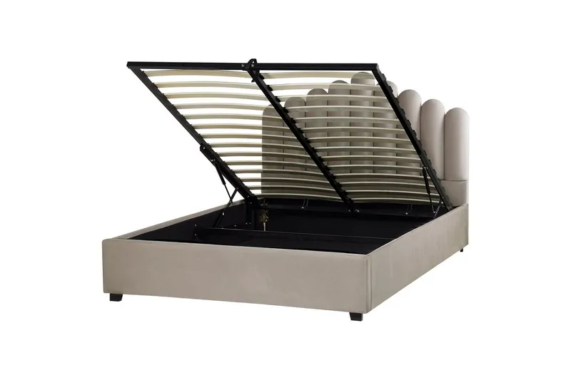 Säng med förvaring Vincennes, Taupe, svart, 160x200 cm