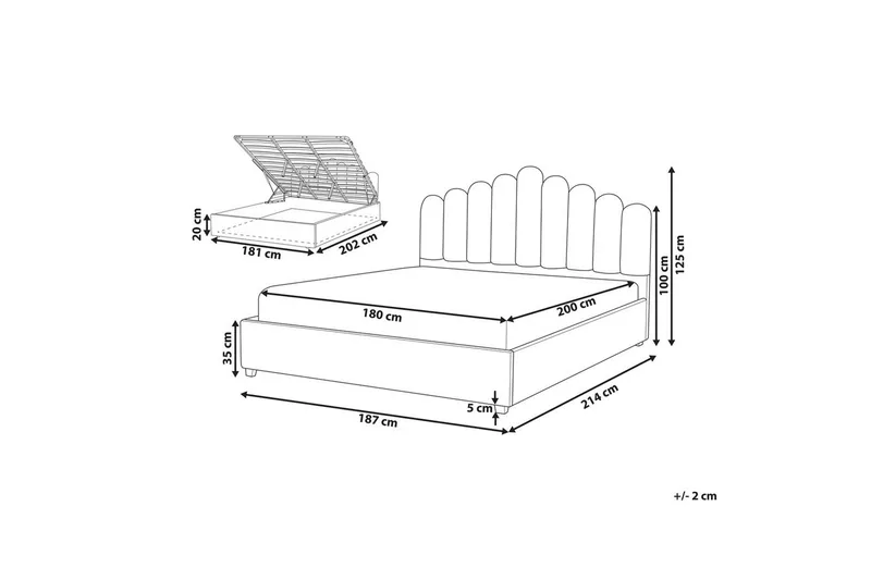Säng med förvaring Vincennes - Taupe, svart, 180x200 cm - Möbler - Säng - Säng med förvaring