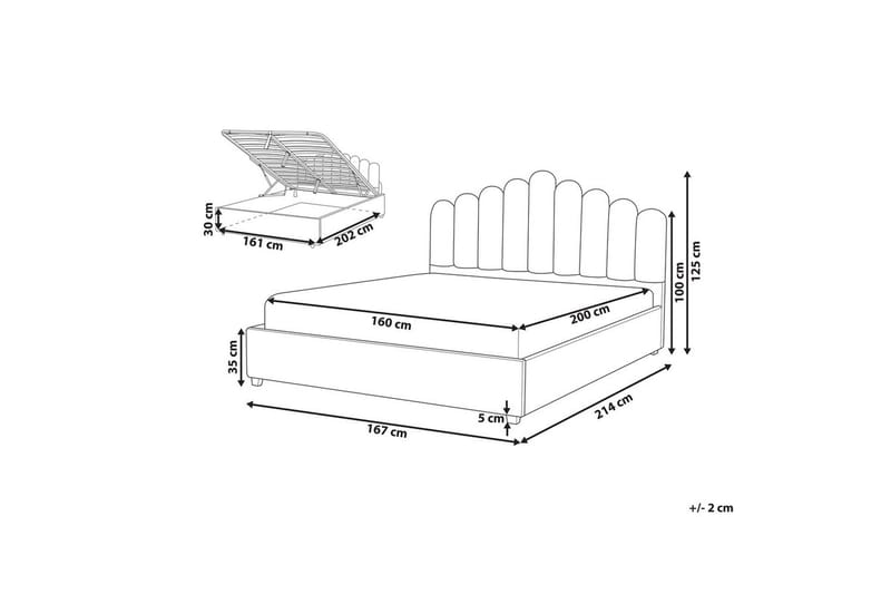 Säng med förvaring Vincennes - Vit, Svart, 160x200 cm - Möbler - Säng - Säng med förvaring