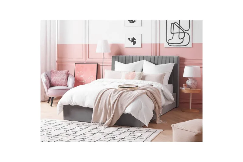 Säng med förvaring Vion - Grå, 140x200 cm - Möbler - Säng - Säng med förvaring