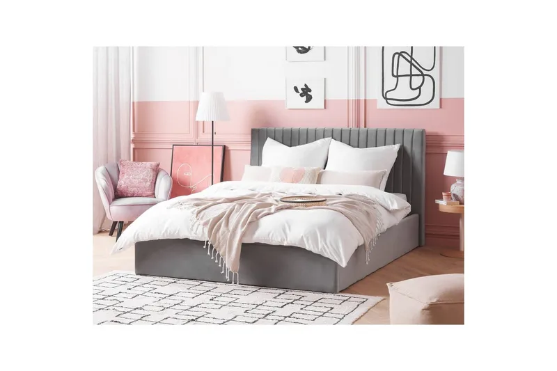 Säng med förvaring Vion - Grå, 160x200 cm - Möbler - Säng - Säng med förvaring