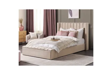 Säng med förvaringsbänk Noyers - Beige, 160x200 cm - Möbler - Säng - Säng med förvaring