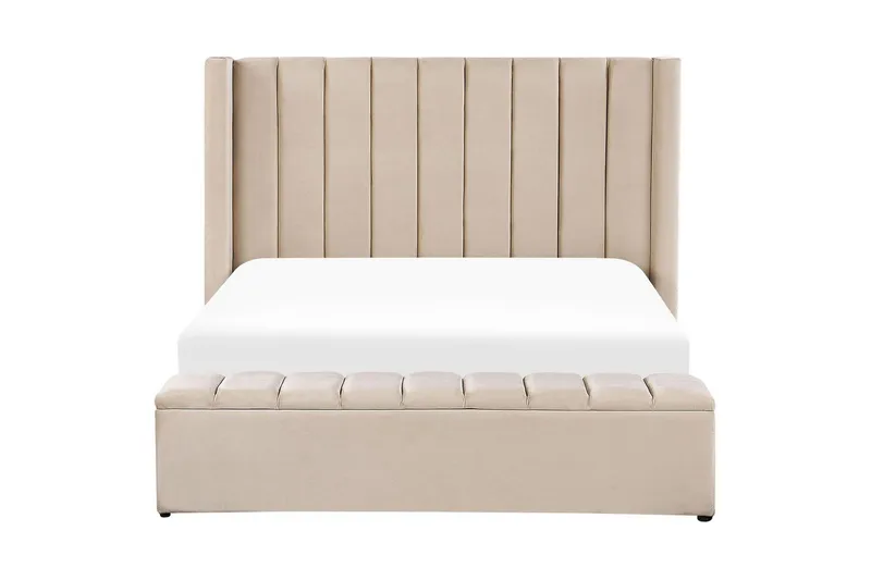 Säng med förvaringsbänk Noyers - Beige, 160x200 cm - Möbler - Säng - Säng med förvaring