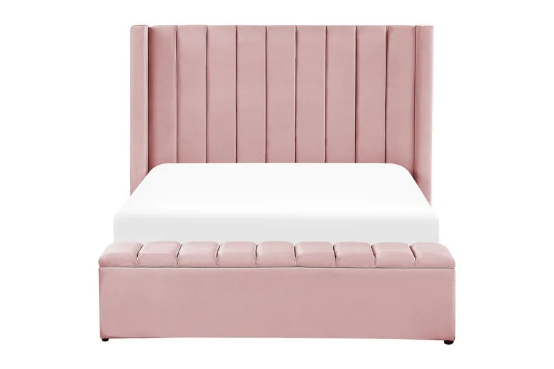 Säng med förvaringsbänk Noyers - Rosa, 140x200 cm - Möbler - Säng - Säng med förvaring