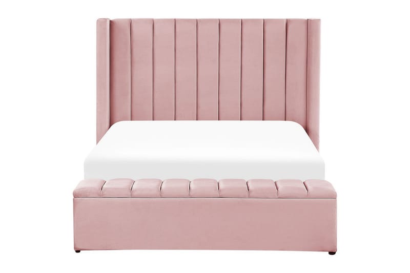 Säng med förvaringsbänk Noyers - Rosa, 140x200 cm - Möbler - Säng - Säng med förvaring