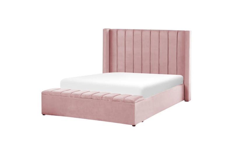 Säng med förvaringsbänk Noyers - Rosa, 140x200 cm - Möbler - Säng - Säng med förvaring