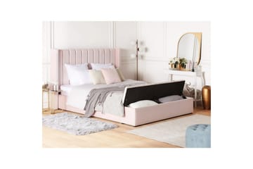 Säng med förvaringsbänk Noyers Rosa, 160x200 cm - Rosa, 160x200 cm - Möbler - Säng - Vattensäng