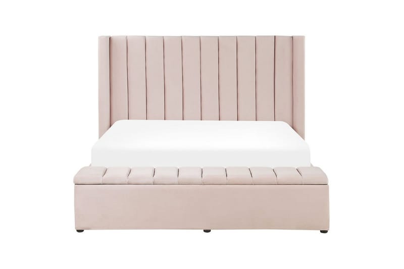 Säng med förvaringsbänk Noyers Rosa, 160x200 cm - Rosa, 160x200 cm - Möbler - Säng - Vattensäng