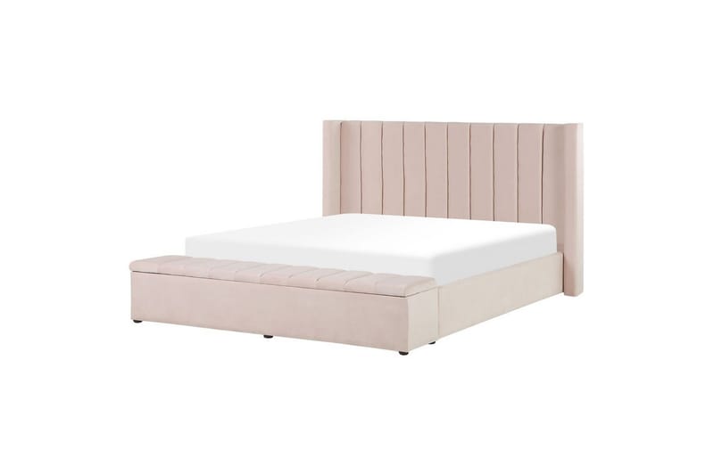 Säng med förvaringsbänk Noyers Rosa, 160x200 cm - Rosa, 160x200 cm - Möbler - Säng - Vattensäng