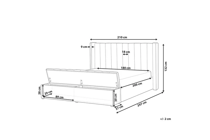 Säng med förvaringsbänk Noyers - Svart, 180x200 cm - Möbler - Säng - Säng med förvaring