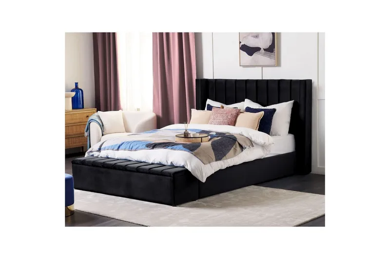Säng med förvaringsbänk Noyers - Svart, 180x200 cm - Möbler - Säng - Säng med förvaring