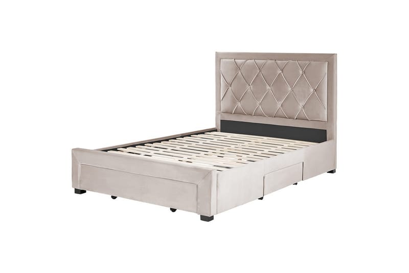 Säng med förvaringslådor Lievin - Beige, 140x200 cm - Möbler - Säng - Säng med förvaring