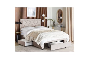 Säng med förvaringslådor Lievin - Beige, 140x200 cm - Möbler - Säng - Säng med förvaring