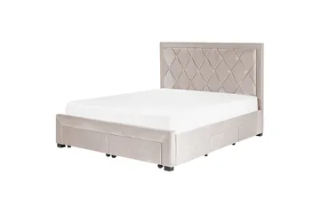 Säng med förvaringslådor Lievin - Beige, 160x200 cm - Möbler - Säng - Säng med förvaring