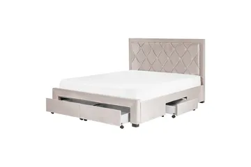 Säng med förvaringslådor Lievin - Beige, 160x200 cm - Möbler - Säng - Säng med förvaring