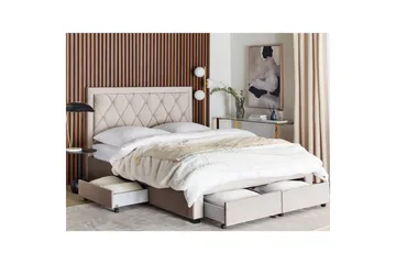 Säng med förvaringslådor Lievin - Beige, 160x200 cm - Möbler - Säng - Säng med förvaring