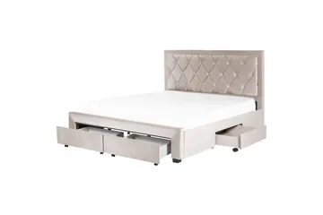 Säng med förvaringslådor Lievin - Beige, 180x200 cm - Möbler - Säng - Säng med förvaring