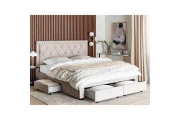 Säng med förvaringslådor Lievin - Beige, 180x200 cm - Möbler - Säng - Säng med förvaring