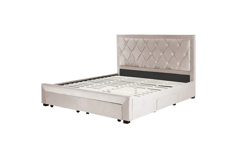 Säng med förvaringslådor Lievin, Beige, 180x200 cm
